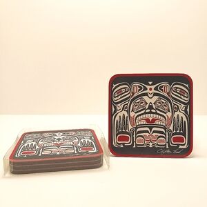 Artist Clifton Fred - Northwest Coast Indigenous cork backed coaster set of 4
